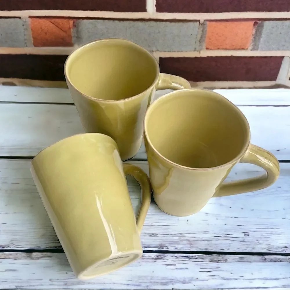 Crate&Barrel Marin Green Coffee Cup Mug Set of 3